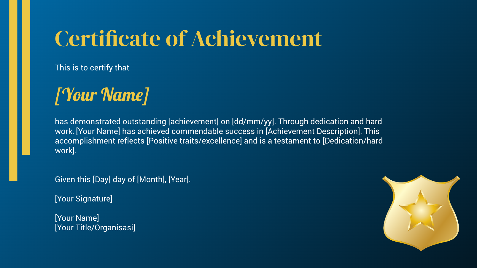 Certificate of Achievement Serious Blue